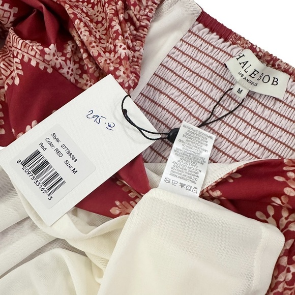 NEW Hale Bob Women's Grazia Jersey Mini Dress Red Print Belted Balloon Sleeve M - Picture 8 of 9